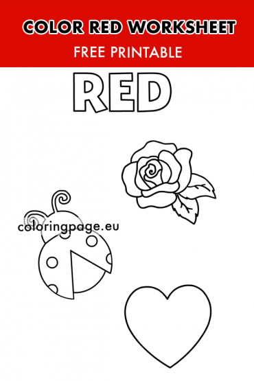 Printable Color Red Worksheet – Coloring Page
