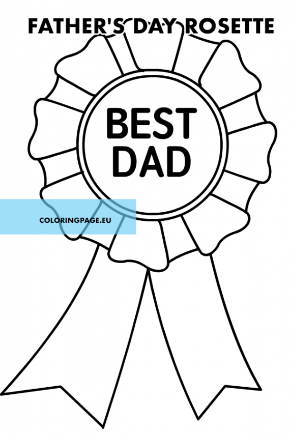 Best dad award rosette template | Coloring Page