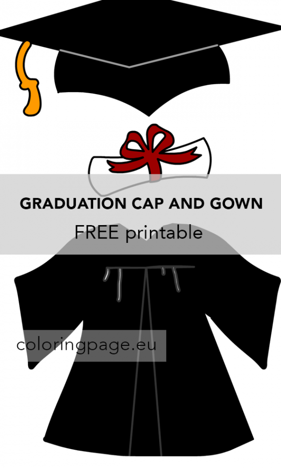 Paper Graduation cap and gown Coloring Page