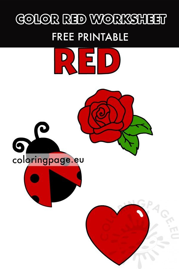 Free Color Red Worksheets For Kindergarten Coloring Page