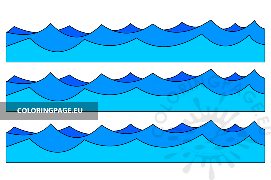Blue Sea Waves Border – Coloring Page
