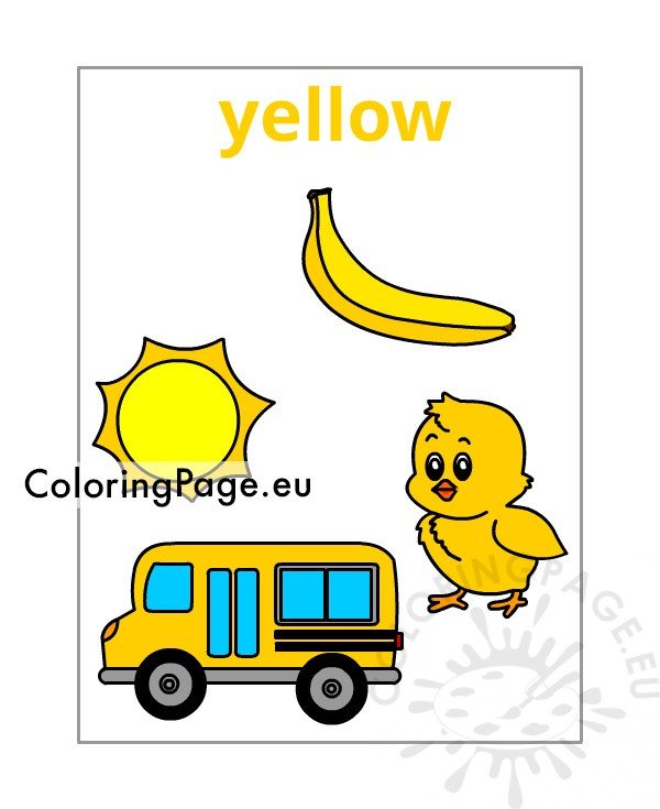 Color Yellow Worksheets for Kindergarten - Coloring Page