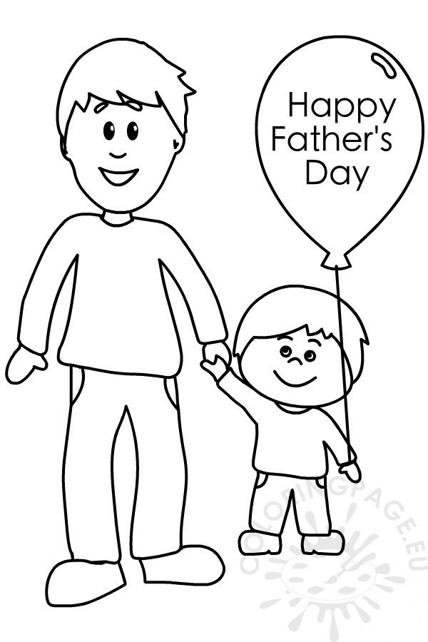 happy fathers day father and son coloring page