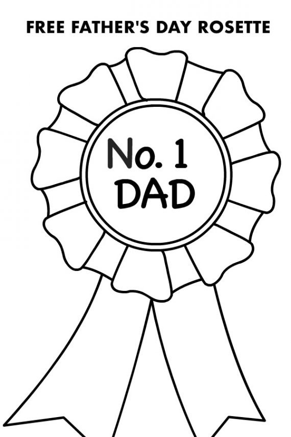 number 1 dad rosette printable coloring page
