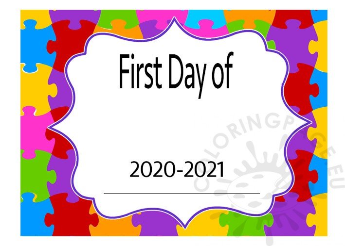 First Day of School Sign 20202021 Coloring Page
