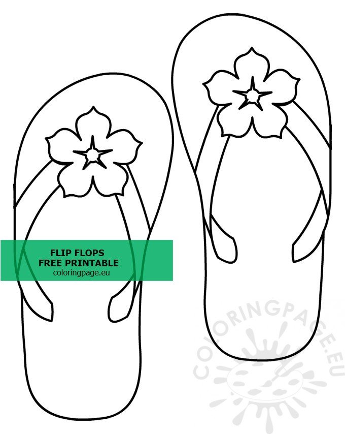 Flip Flops with Hibiscus Flowers – Coloring Page