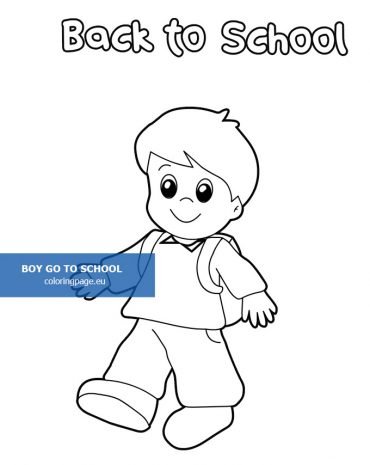 Happy boy going to school – Coloring Page