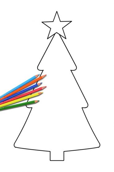 Christmas tree with star template – Coloring Page