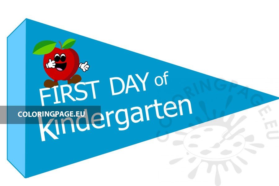 free-first-day-of-kindergarten-pennant-flag-coloring-page