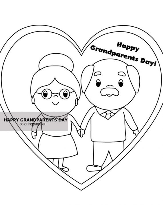 Heart with grandparents | Coloring Page