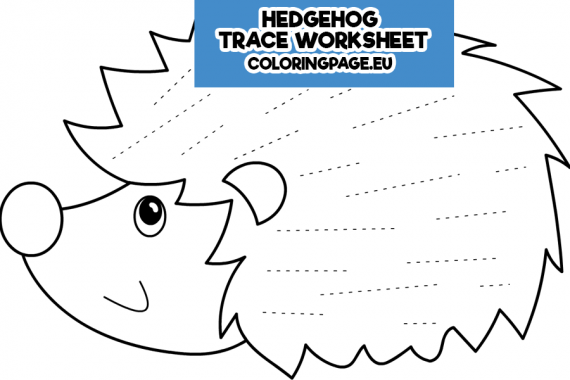 Free printable Hedgehog trace worksheet | Coloring Page