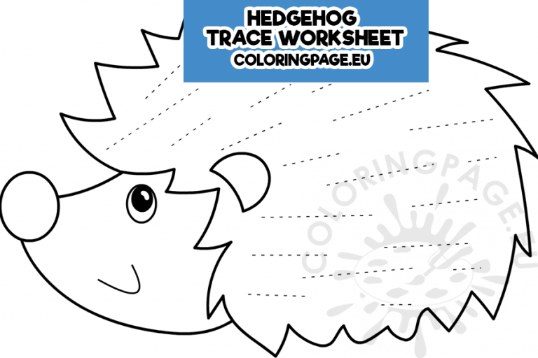 Free printable Hedgehog trace worksheet | Coloring Page