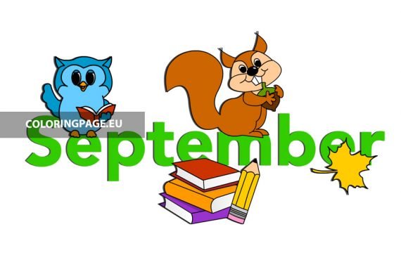 Text Month September vector art | Coloring Page