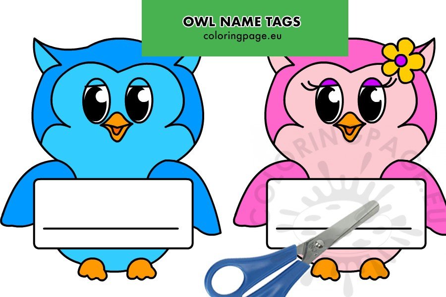 Free printable Owl name tags Coloring Page