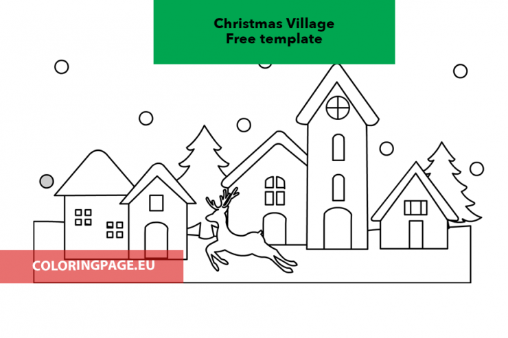 Paper Paper Christmas Village Template Coloring Page