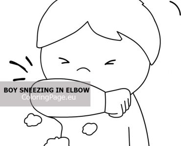 boy sneezing elbow