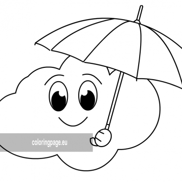 cloud with umbrella  coloring page
