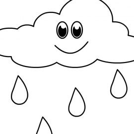 Happy Cloud with rain | Coloring Page