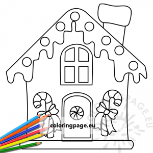 Gingerbread house template – Coloring Page