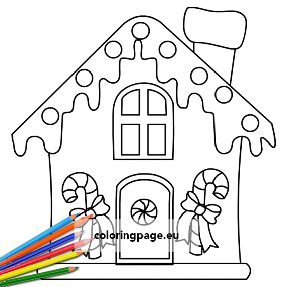 Gingerbread House Template Coloring Page