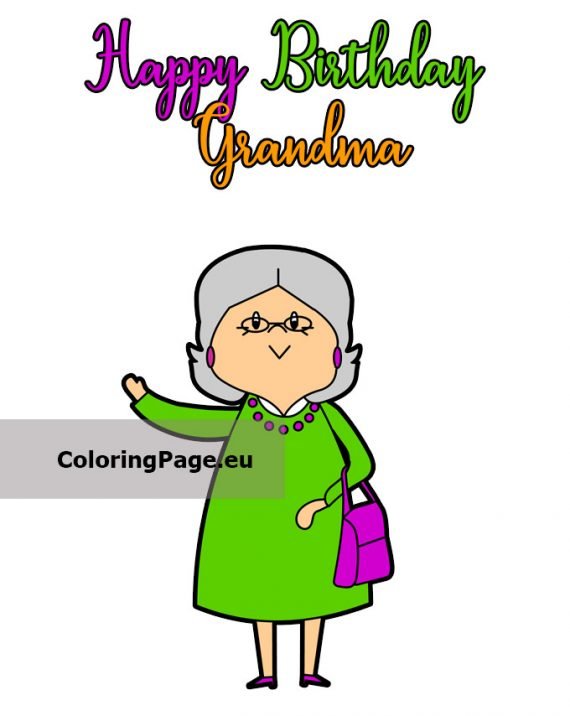 Free printable Happy Birthday Grandma | Coloring Page