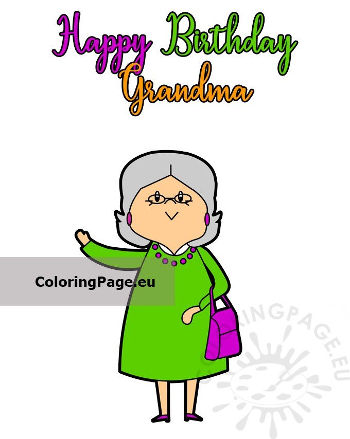 Free printable Happy Birthday Grandma | Coloring Page