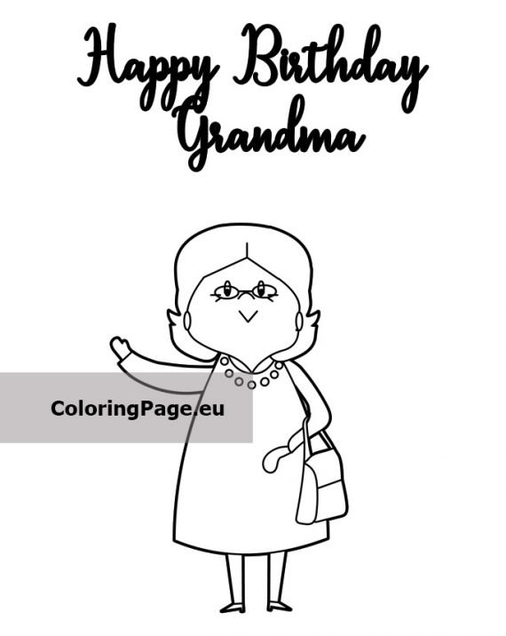 Happy Birthday Grandma card – Coloring Page