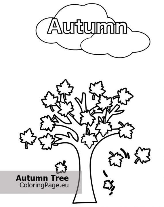 Fall leaves tree autumn | Coloring Page