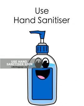 Free printable Use hand sanitiser sign | Coloring Page
