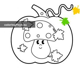 Pumpkin ornament with mushroom – Coloring Page