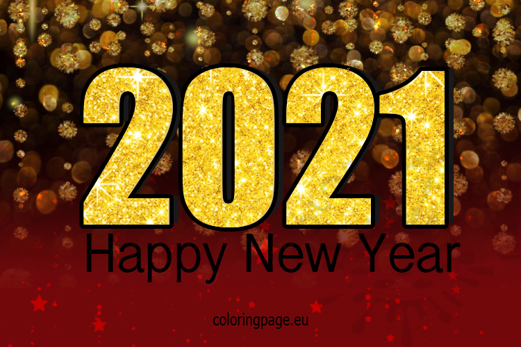 red and gold happy new year 2021