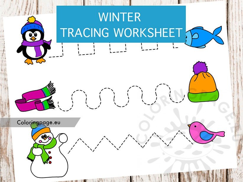 winter tracing worksheet