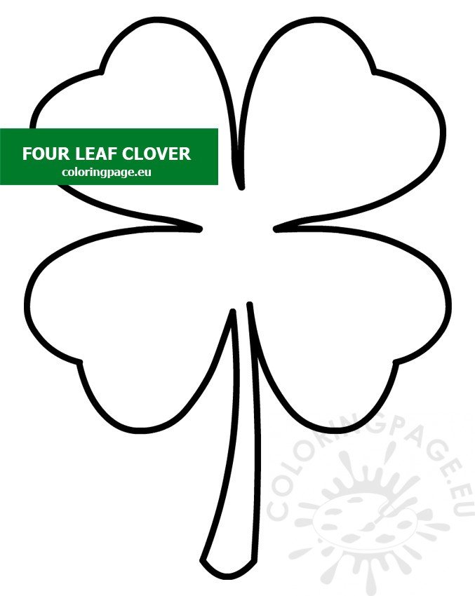 Free Four Leaf Clover Template Coloring Page