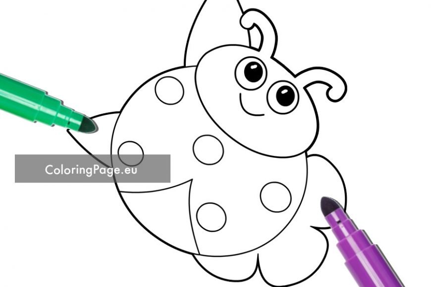 Cute Ladybug on flower | Coloring Page