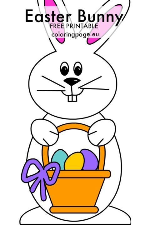 Rabbit holding easter basket | Coloring Page