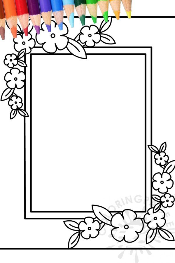 Flower frame template | Coloring Page