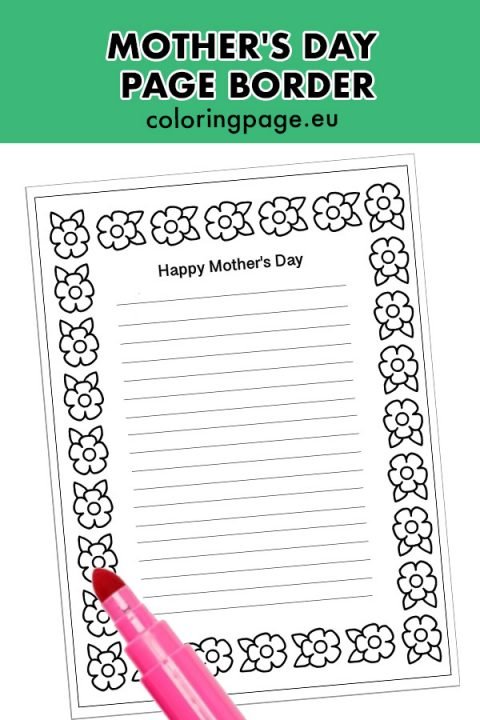 Free Mother's Day Page Border | Coloring Page