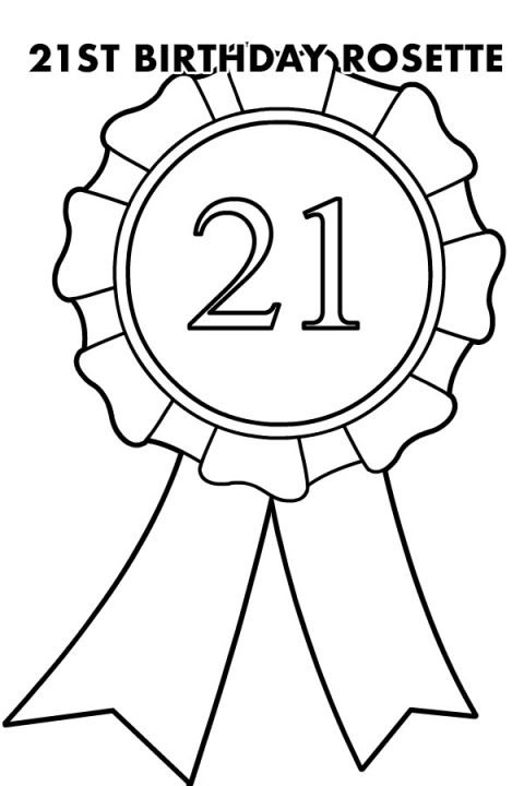 free-21st-birthday-rosette-badge-coloring-page