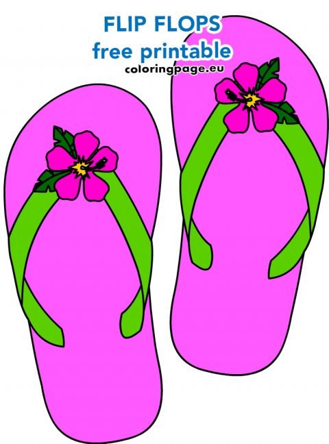 Flip flops with flowers vector art | Coloring Page