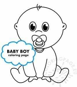 Baby boy with pacifier | Coloring Page