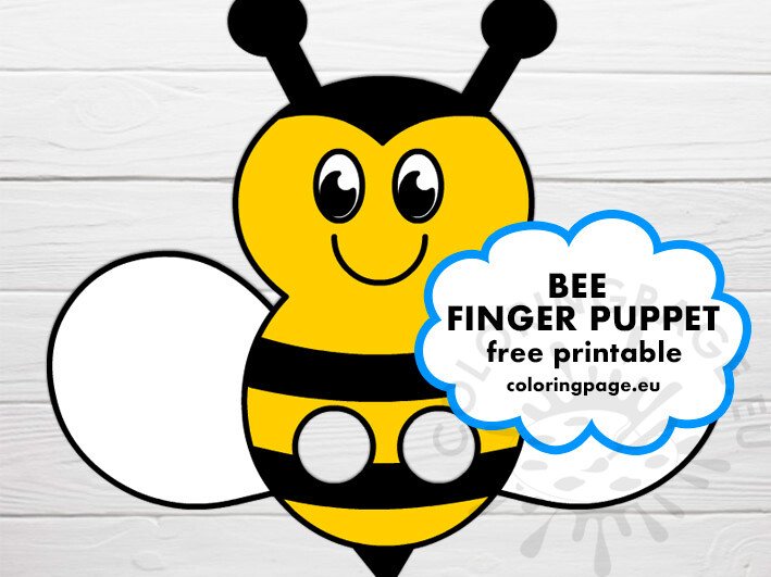 Free Printable Bee Finger Puppet Coloring Page