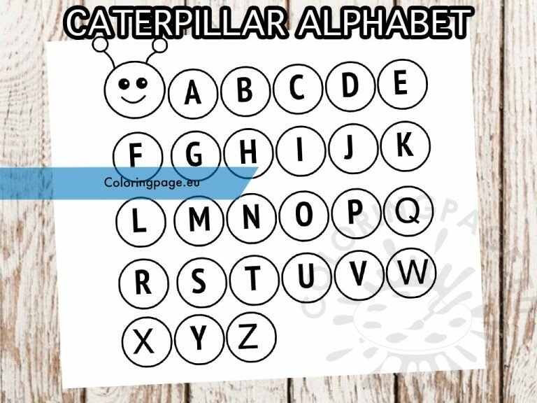 Printable Caterpillar Alphabet template Coloring Page