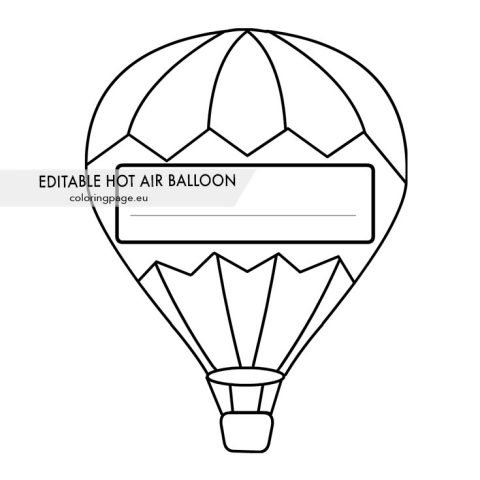 Hot Air Balloon Name Tag | Coloring Page