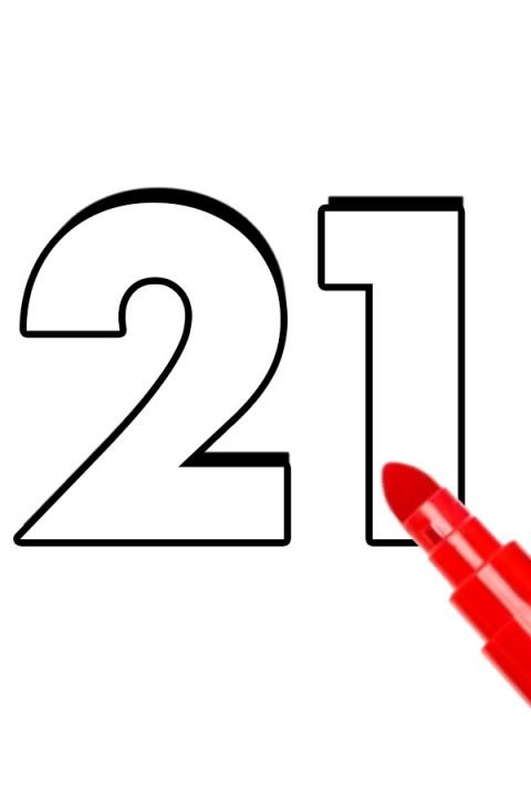 number 21 coloring page