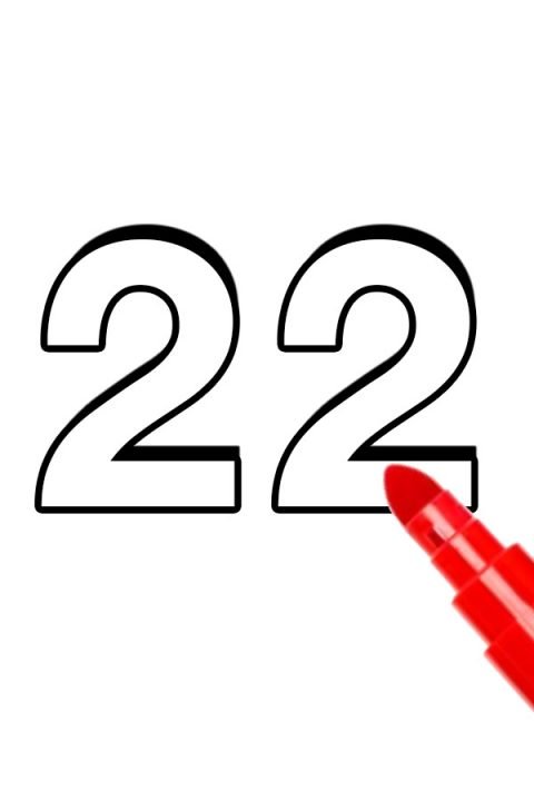 Number 22 outline | Coloring Page