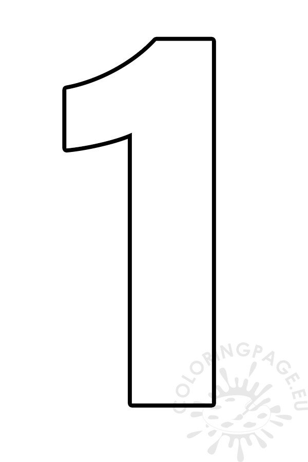 Free printable Number 1 template Coloring Page