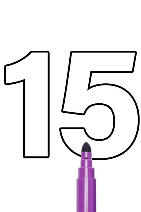 free printable number 15 template coloring page