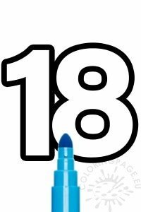 free printable number 18 template coloring page