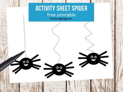 Free Spider trace worksheet | Coloring Page