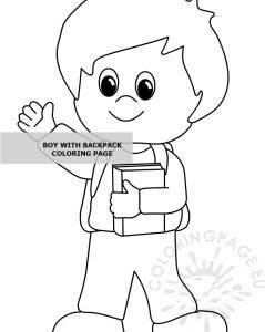 Happy boy with backpack – Coloring Page